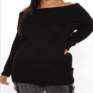 Fashion Nova Black Off the Shoulder Sweater